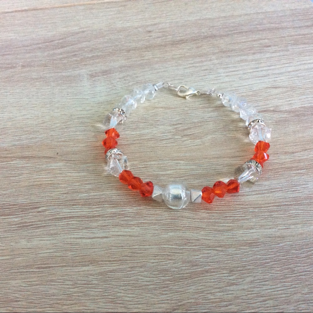 Sparkling white/red bracelet